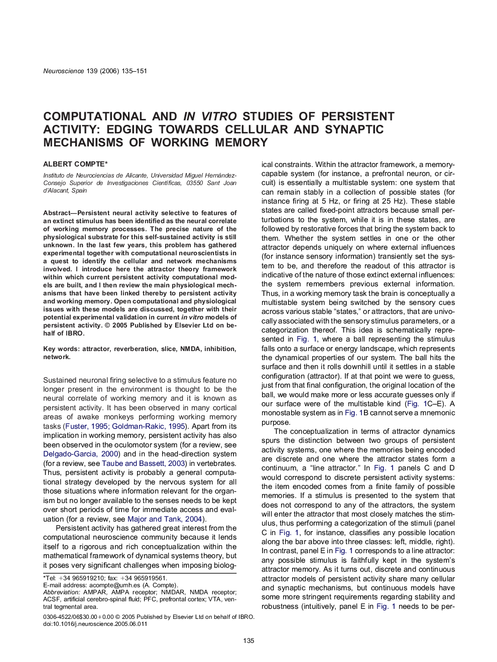 Computational and in vitro studies of persistent activity: Edging towards cellular and synaptic mechanisms of working memory