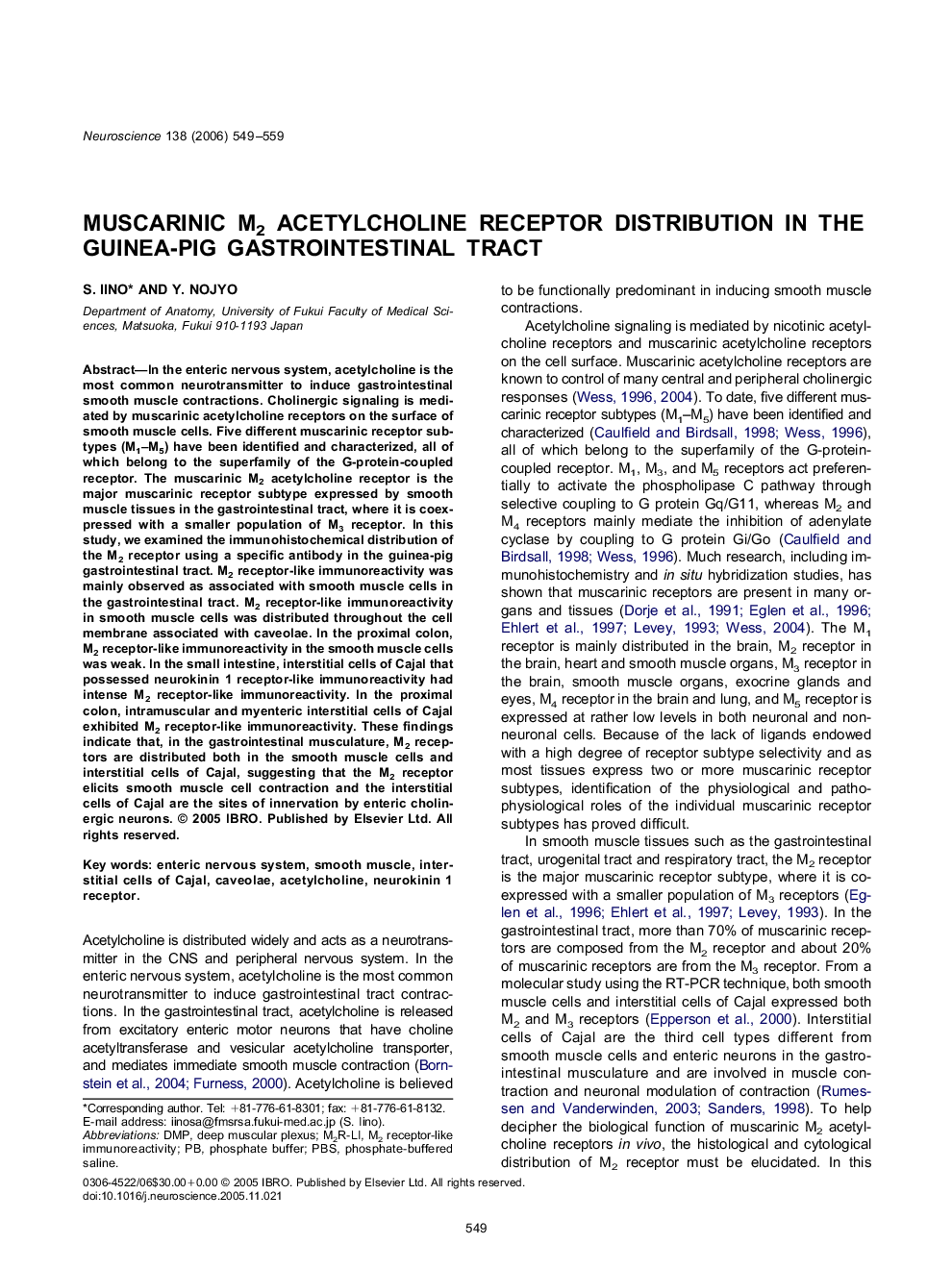 Muscarinic M2 acetylcholine receptor distribution in the guinea-pig gastrointestinal tract