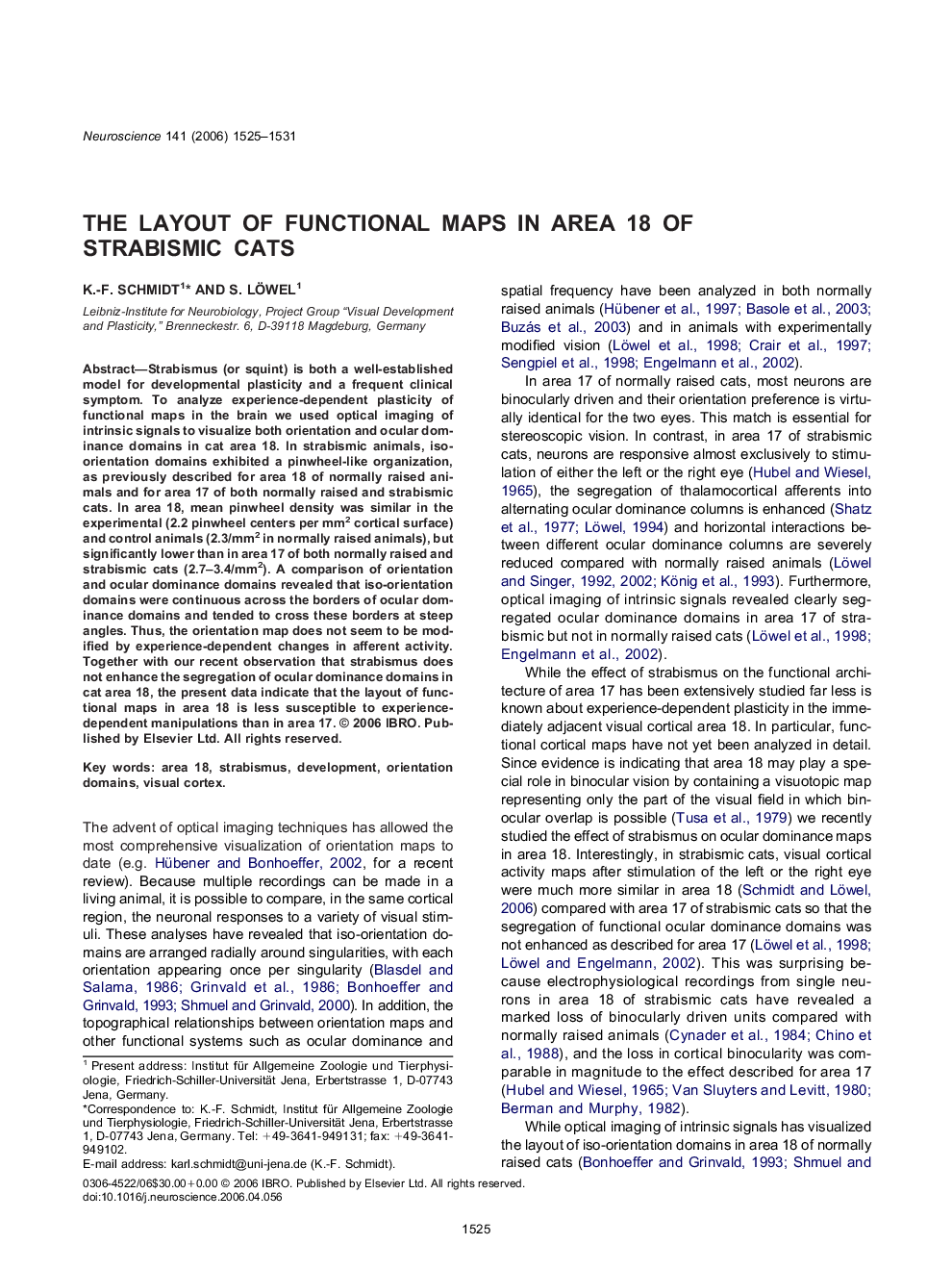 The layout of functional maps in area 18 of strabismic cats