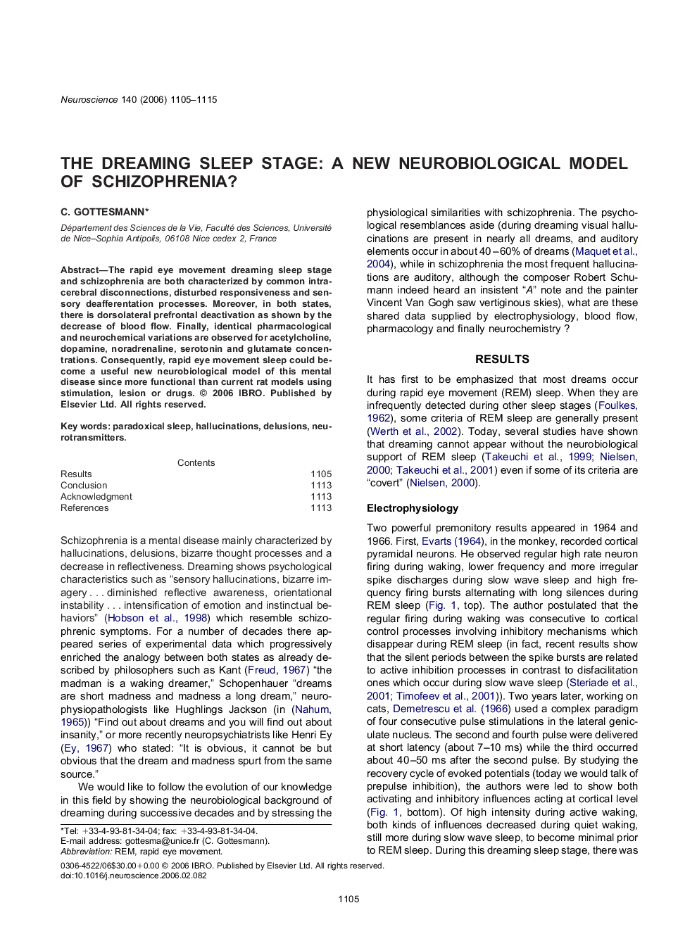 The dreaming sleep stage: A new neurobiological model of schizophrenia?