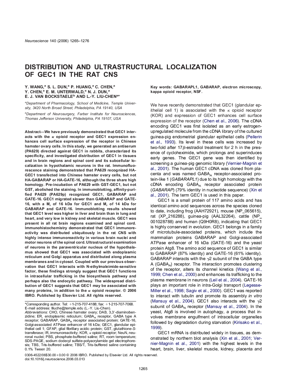 Distribution and ultrastructural localization of GEC1 in the rat CNS