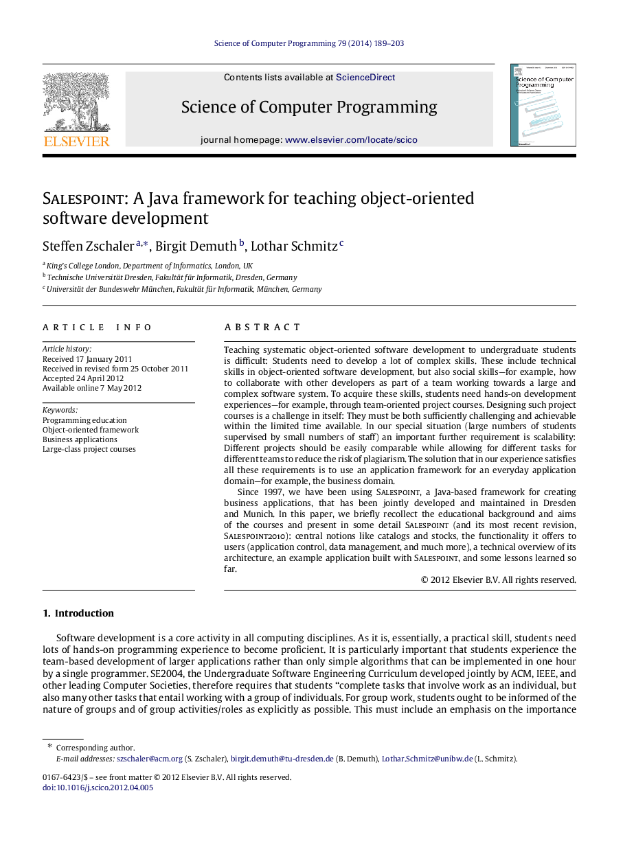 Salespoint: A Java framework for teaching object-oriented software development