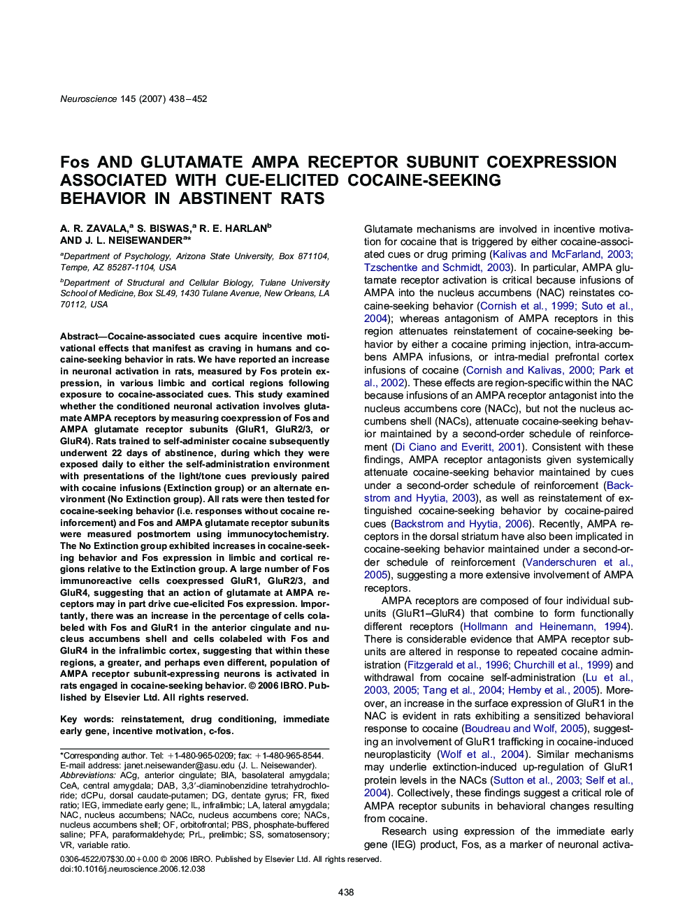 Fos and glutamate AMPA receptor subunit coexpression associated with cue-elicited cocaine-seeking behavior in abstinent rats