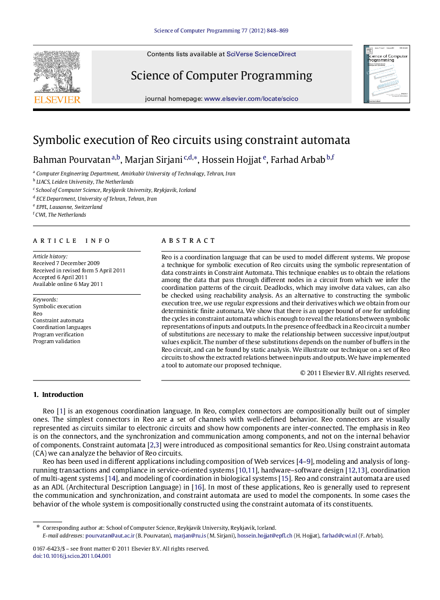 Symbolic execution of Reo circuits using constraint automata