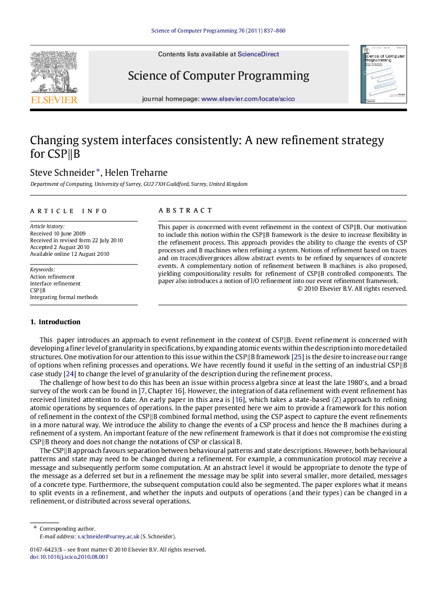 Changing system interfaces consistently: A new refinement strategy for CSP∥B