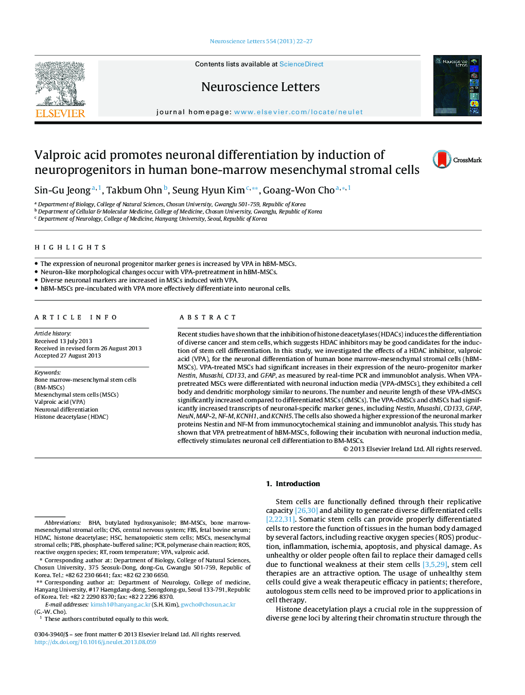 Valproic acid promotes neuronal differentiation by induction of neuroprogenitors in human bone-marrow mesenchymal stromal cells