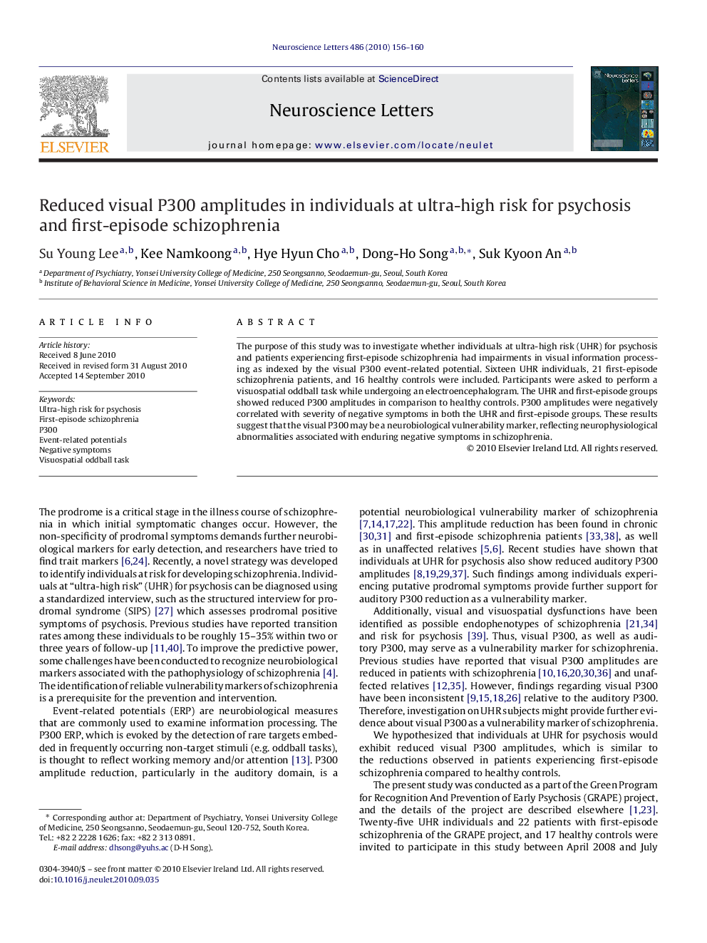 Reduced visual P300 amplitudes in individuals at ultra-high risk for psychosis and first-episode schizophrenia