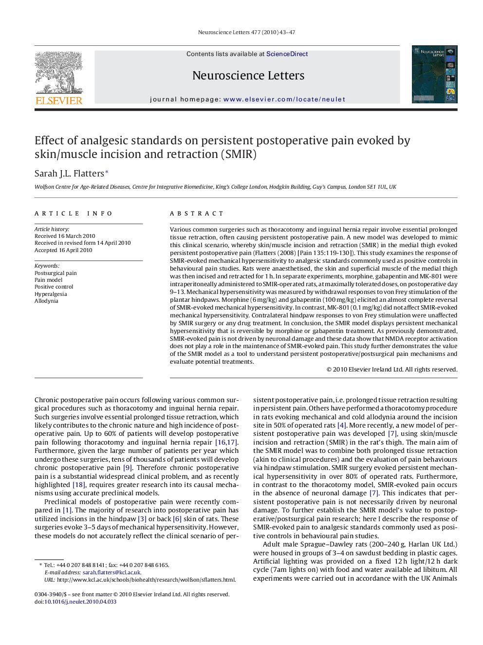 Effect of analgesic standards on persistent postoperative pain evoked by skin/muscle incision and retraction (SMIR)