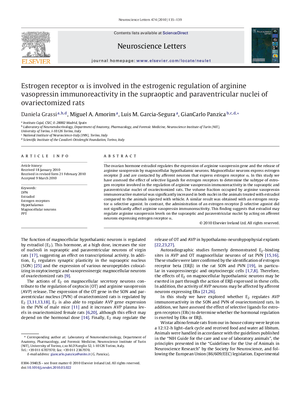 Estrogen receptor α is involved in the estrogenic regulation of arginine vasopressin immunoreactivity in the supraoptic and paraventricular nuclei of ovariectomized rats