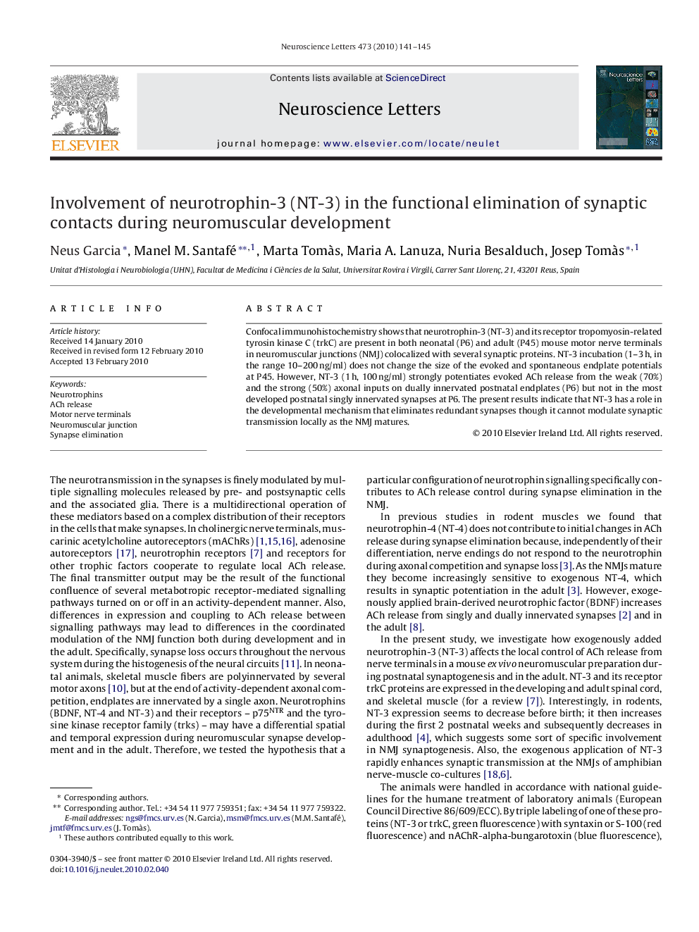 Involvement of neurotrophin-3 (NT-3) in the functional elimination of synaptic contacts during neuromuscular development