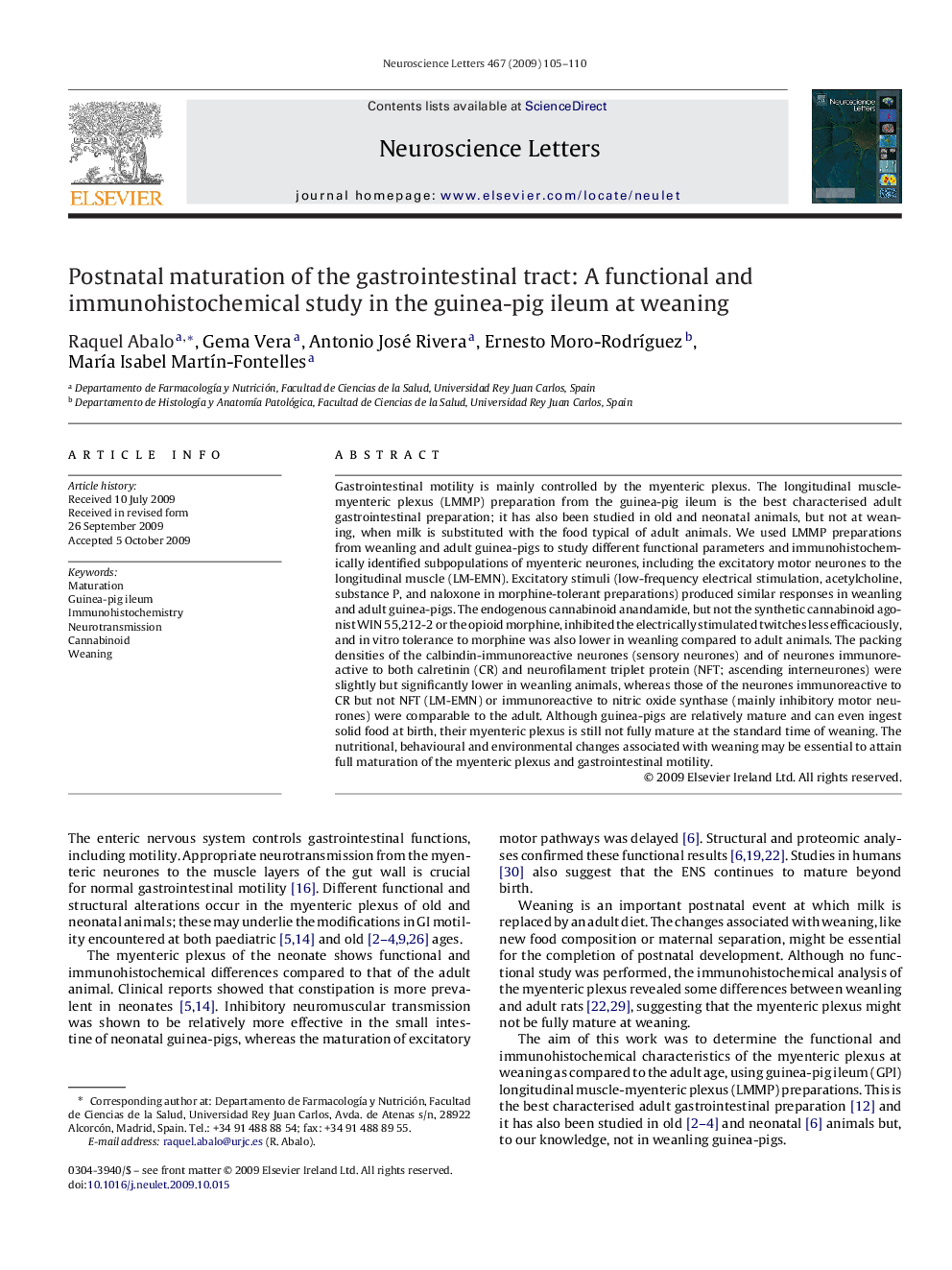 Postnatal maturation of the gastrointestinal tract: A functional and immunohistochemical study in the guinea-pig ileum at weaning