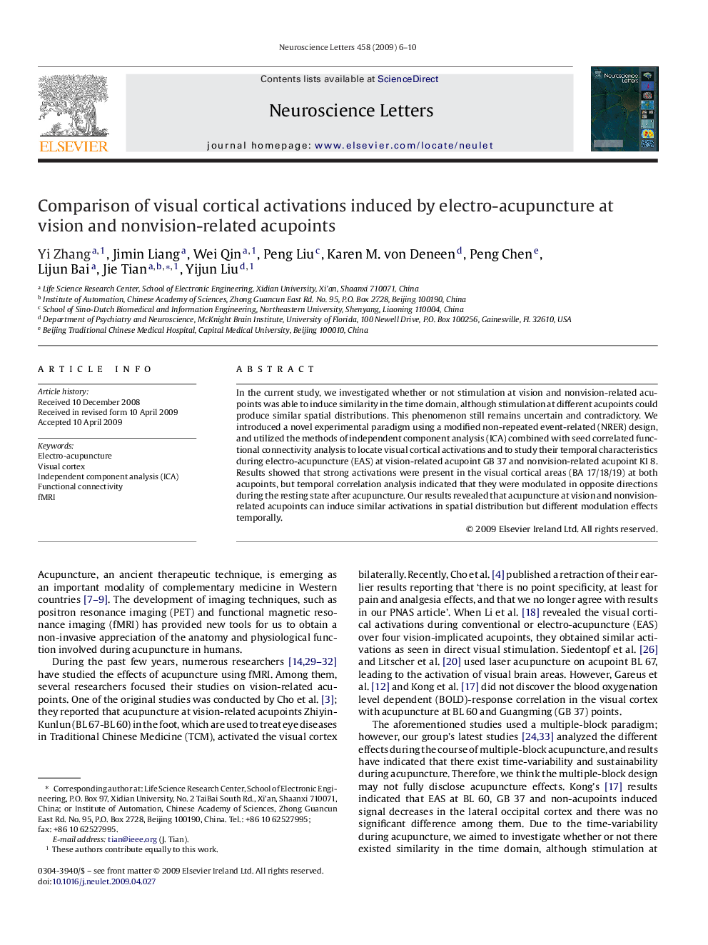 Comparison of visual cortical activations induced by electro-acupuncture at vision and nonvision-related acupoints