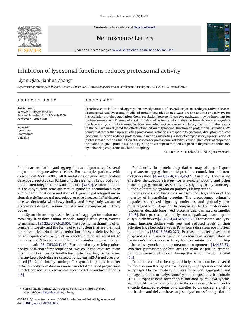 Inhibition of lysosomal functions reduces proteasomal activity