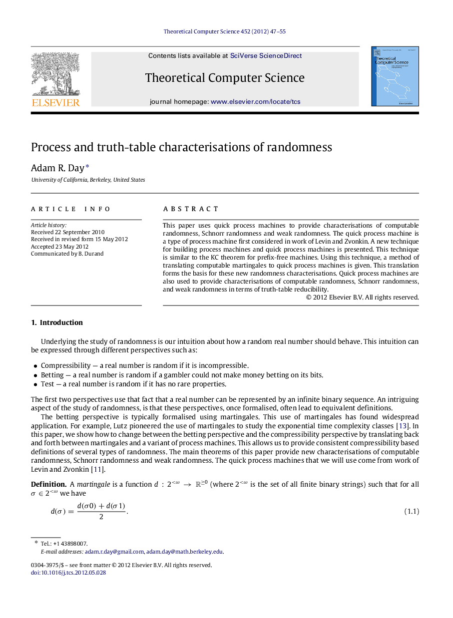 Process and truth-table characterisations of randomness