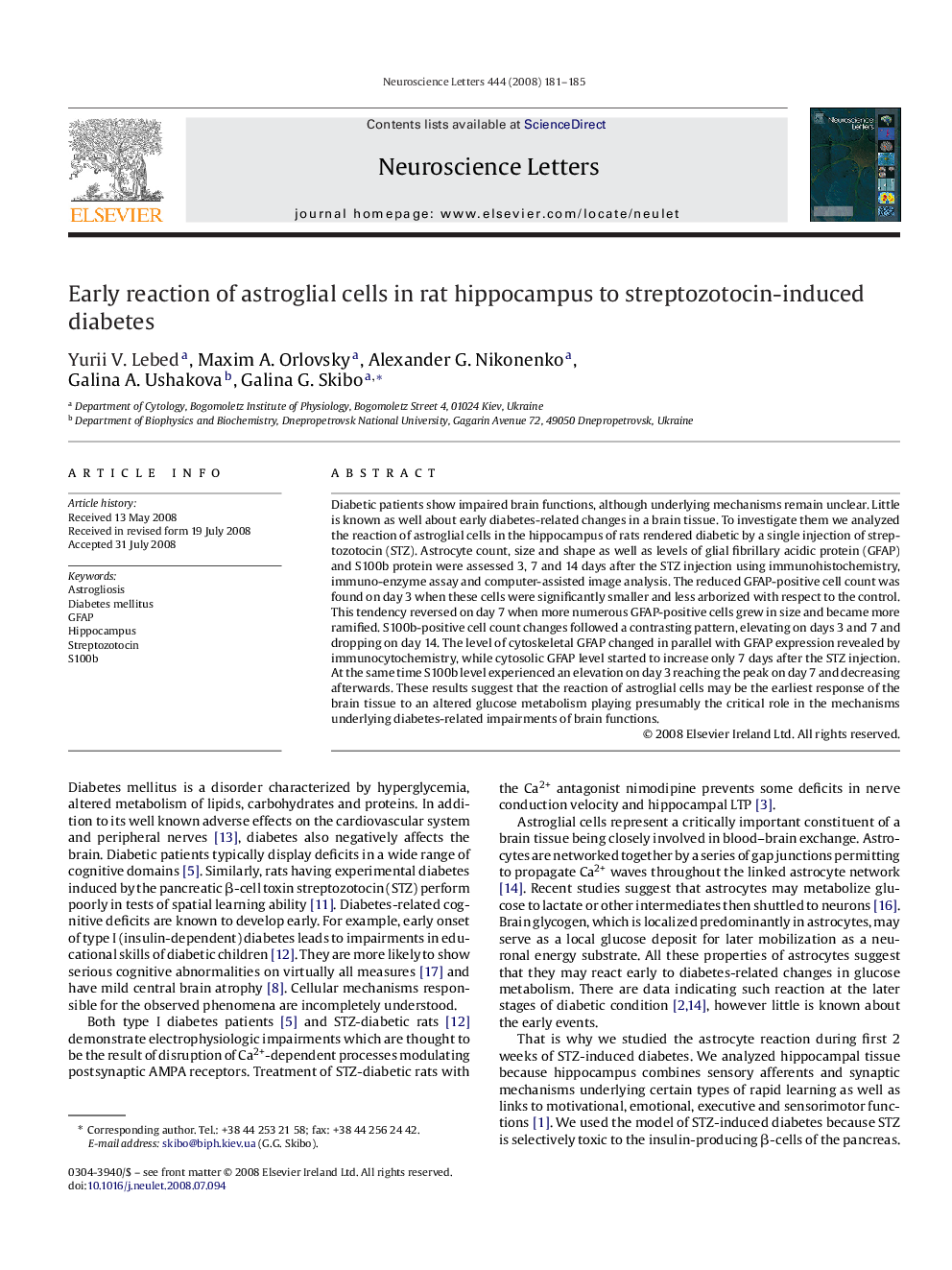 Early reaction of astroglial cells in rat hippocampus to streptozotocin-induced diabetes