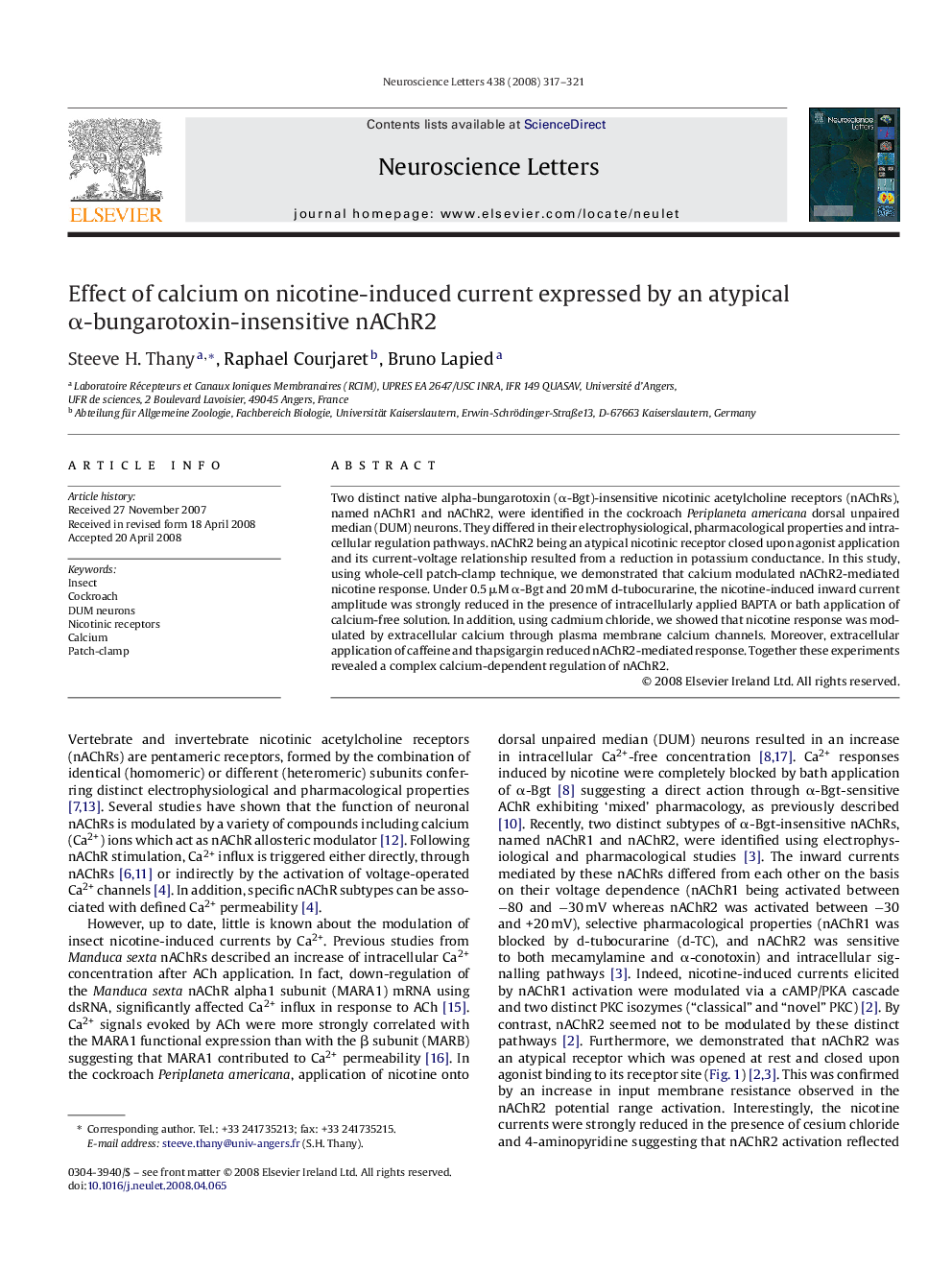 Effect of calcium on nicotine-induced current expressed by an atypical α-bungarotoxin-insensitive nAChR2