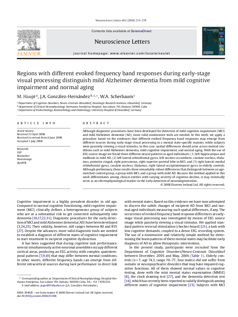 Regions with different evoked frequency band responses during early-stage visual processing distinguish mild Alzheimer dementia from mild cognitive impairment and normal aging