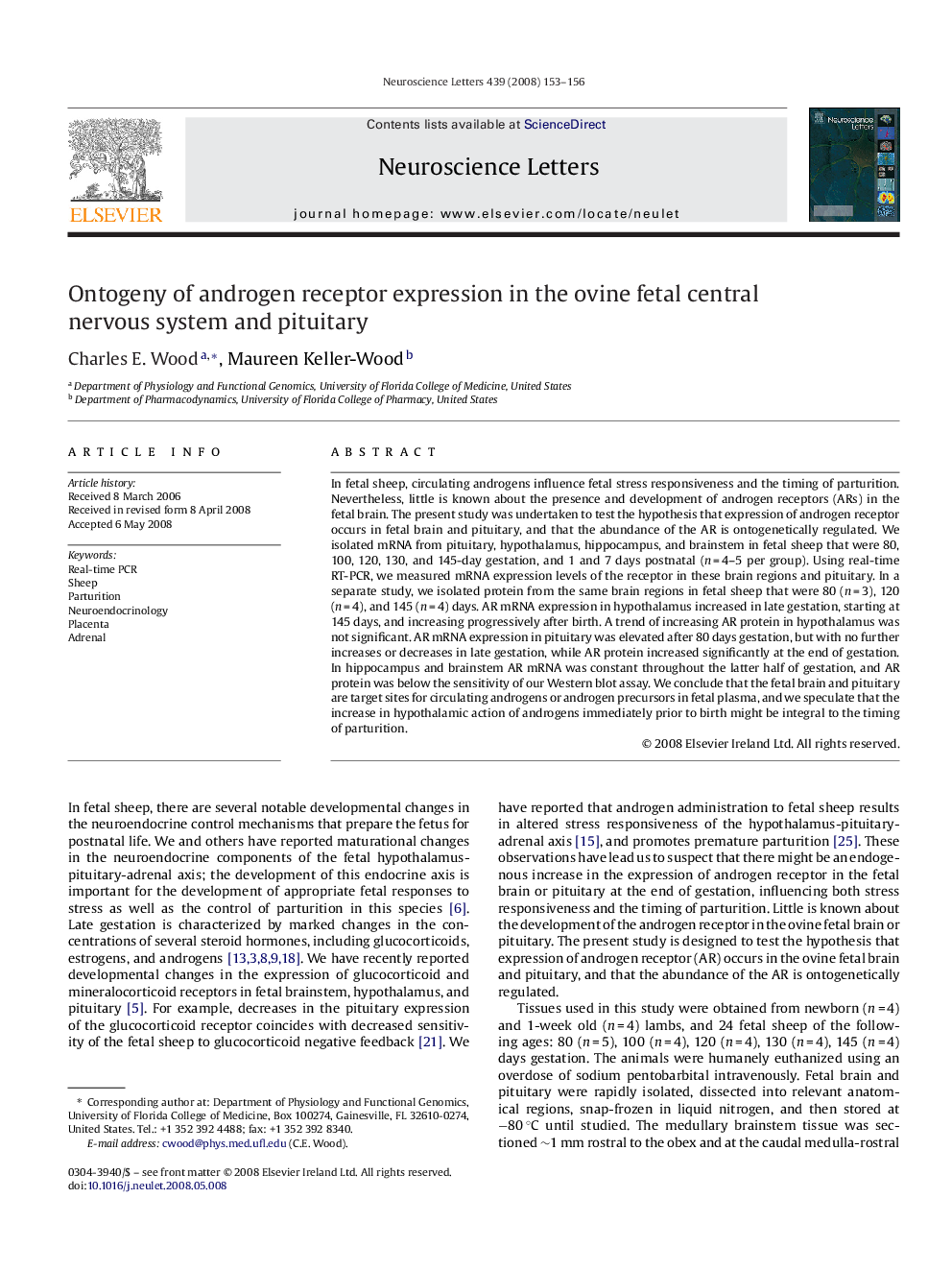 Ontogeny of androgen receptor expression in the ovine fetal central nervous system and pituitary