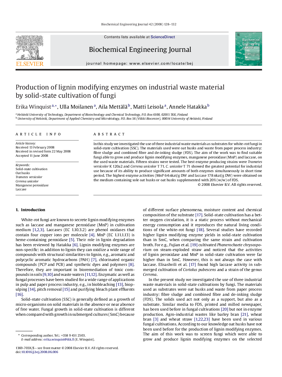 Production of lignin modifying enzymes on industrial waste material by solid-state cultivation of fungi