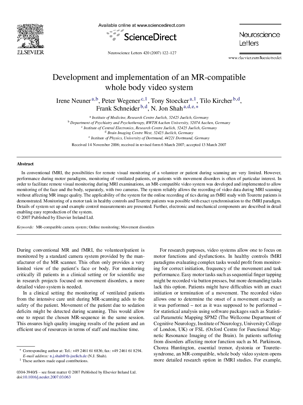 Development and implementation of an MR-compatible whole body video system