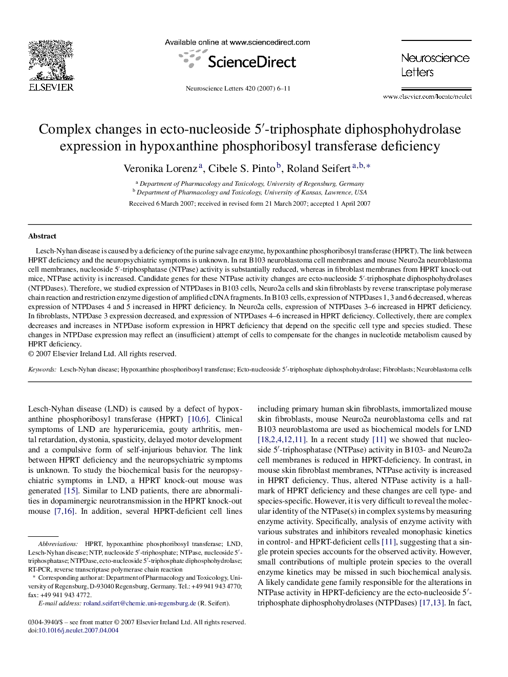 Complex changes in ecto-nucleoside 5′-triphosphate diphosphohydrolase expression in hypoxanthine phosphoribosyl transferase deficiency