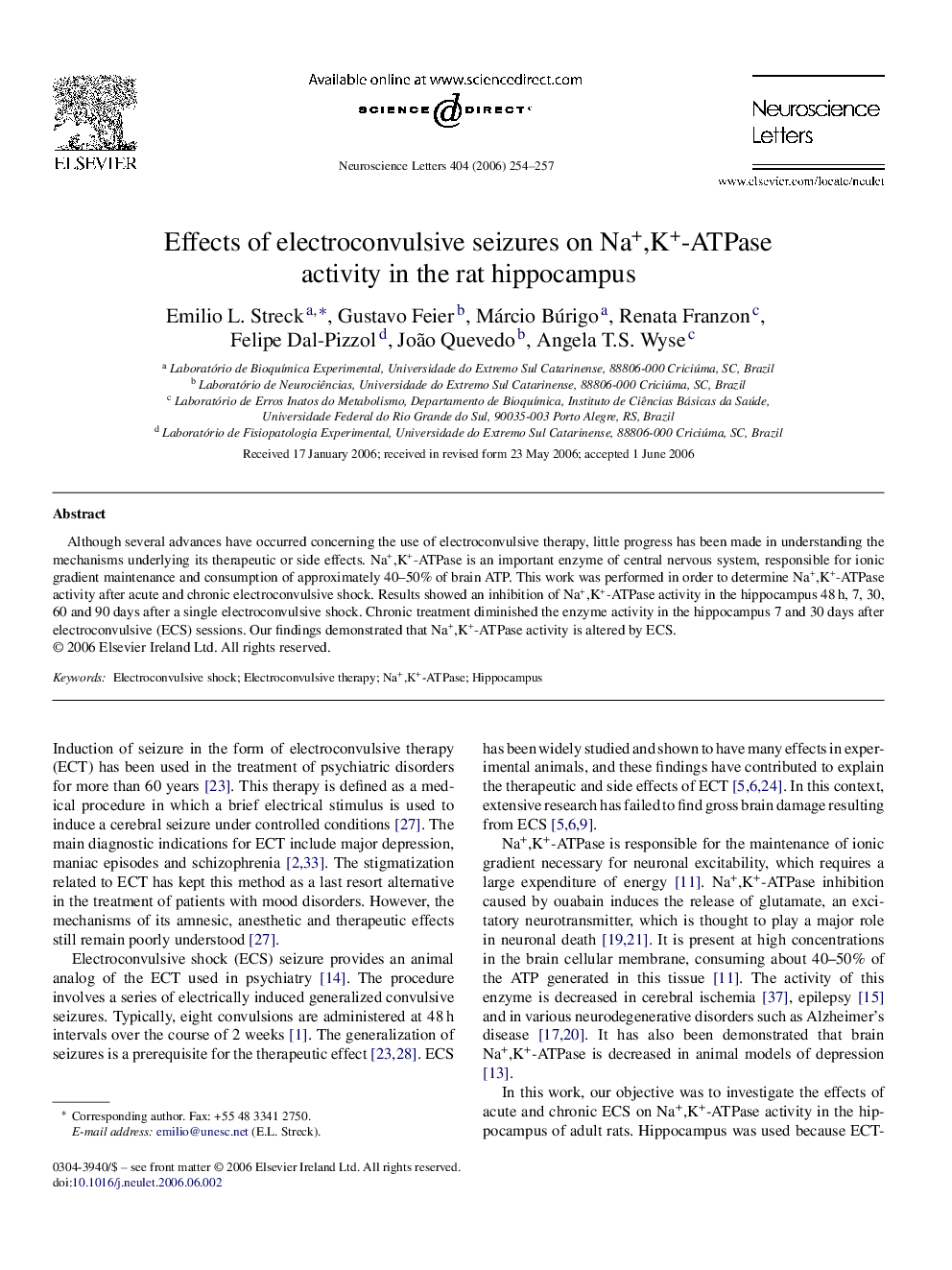 Effects of electroconvulsive seizures on Na+,K+-ATPase activity in the rat hippocampus