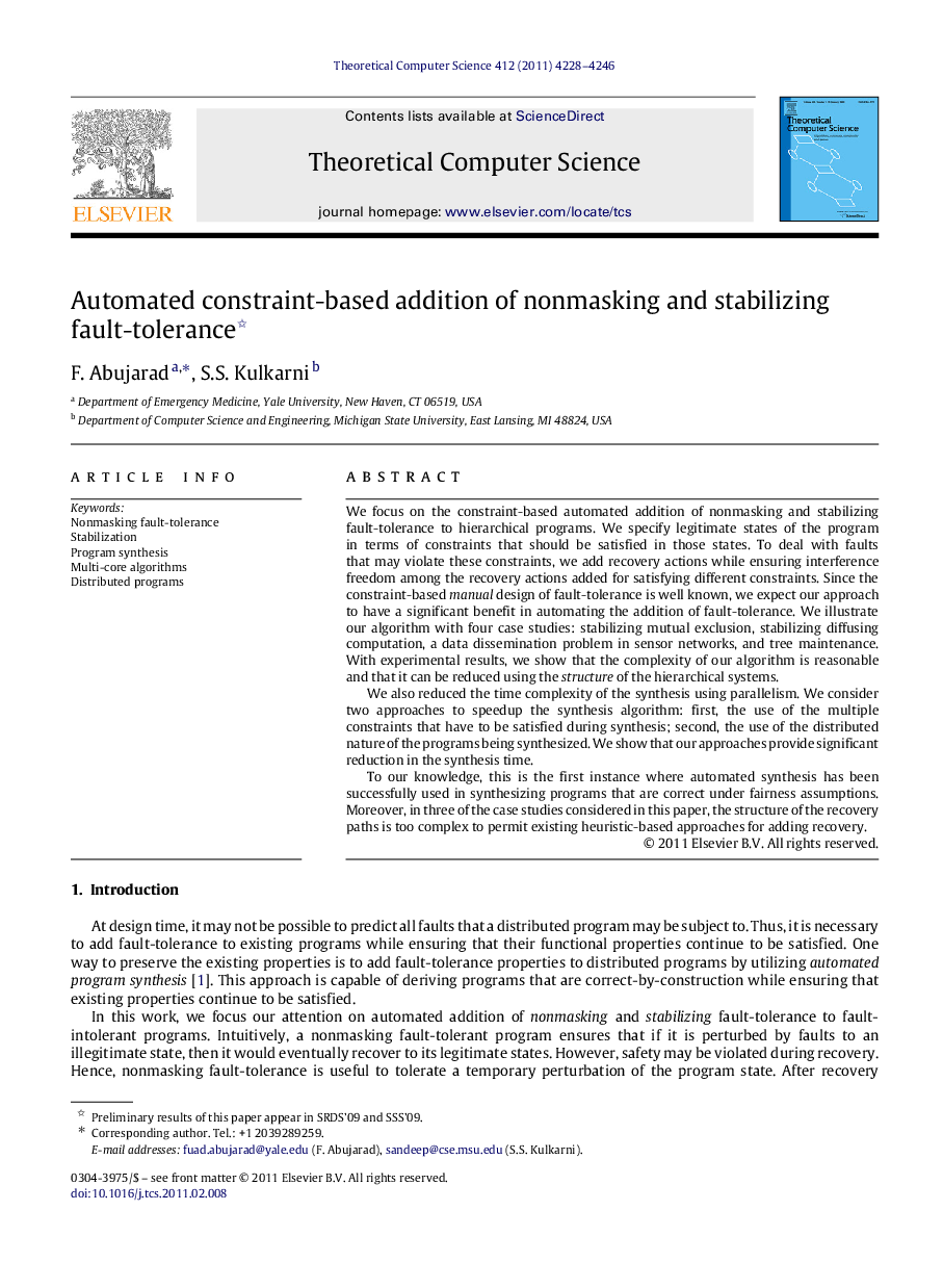 Automated constraint-based addition of nonmasking and stabilizing fault-tolerance 