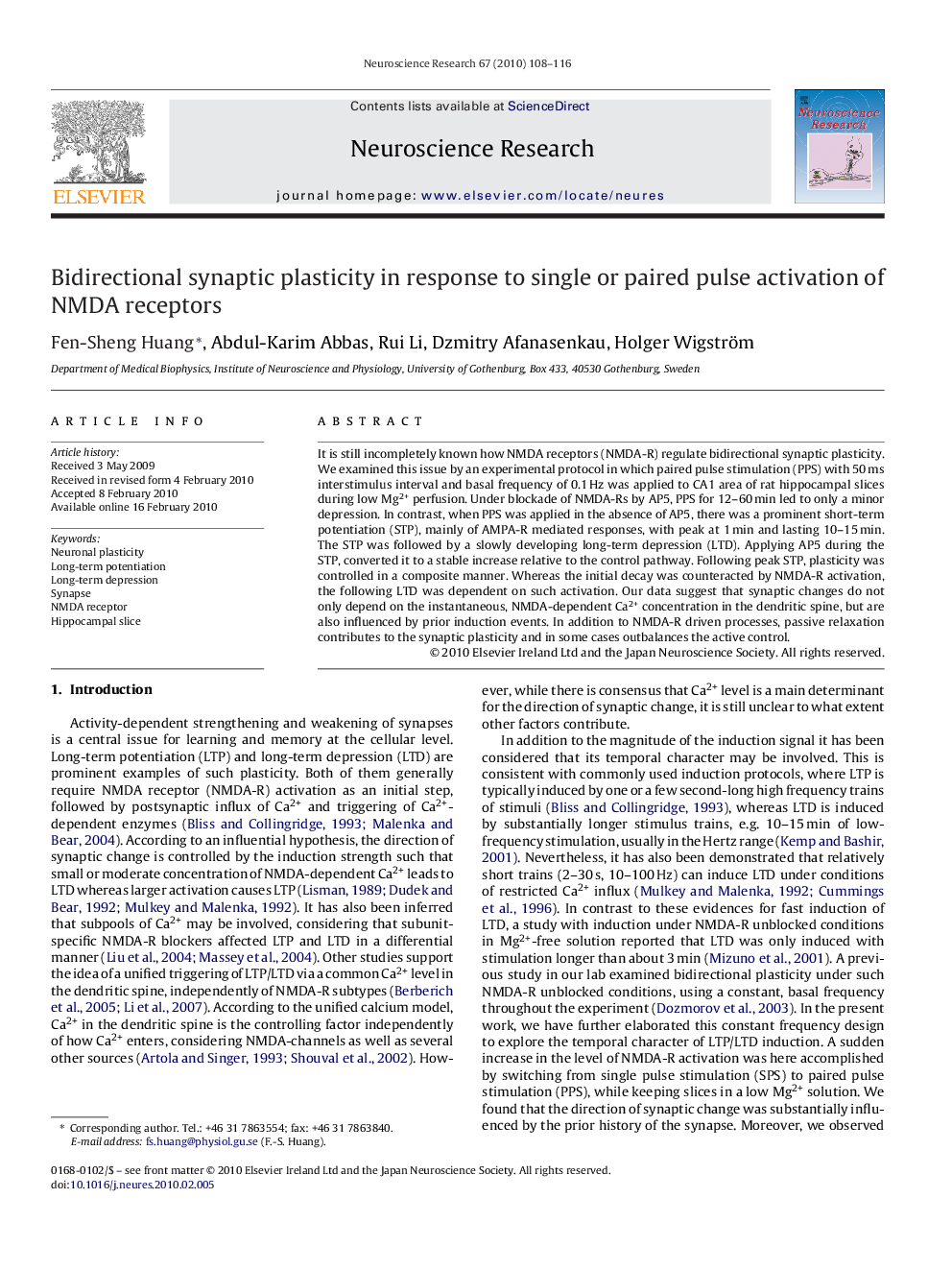 Bidirectional synaptic plasticity in response to single or paired pulse activation of NMDA receptors