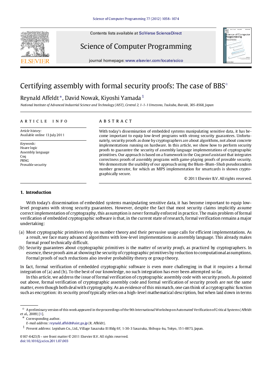 Certifying assembly with formal security proofs: The case of BBS 