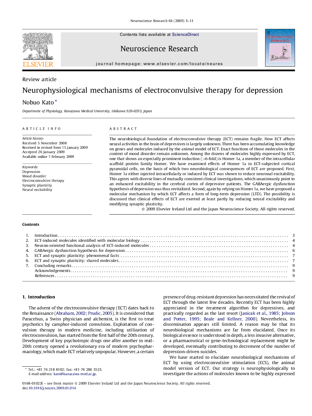 Neurophysiological mechanisms of electroconvulsive therapy for depression