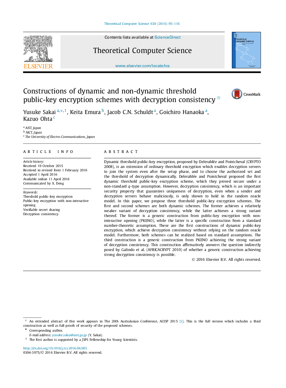 Constructions of dynamic and non-dynamic threshold public-key encryption schemes with decryption consistency 