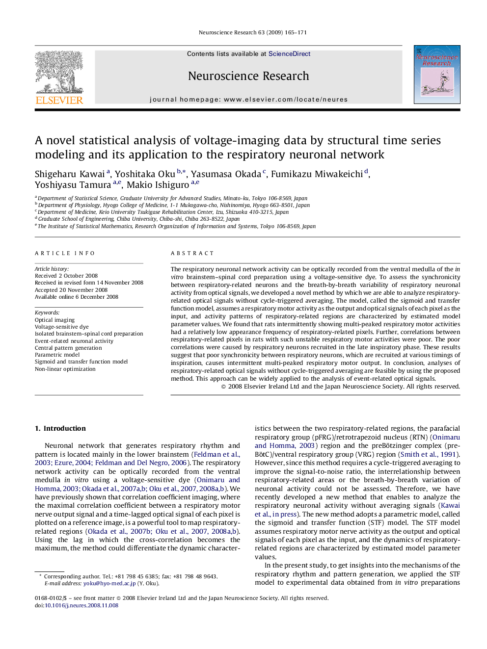 A novel statistical analysis of voltage-imaging data by structural time series modeling and its application to the respiratory neuronal network