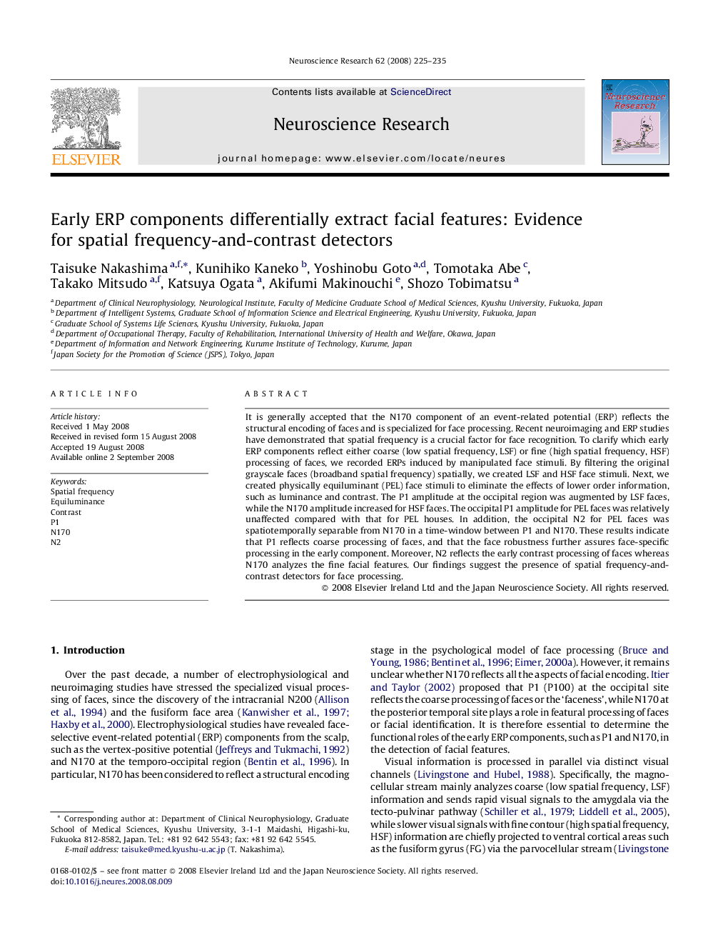 Early ERP components differentially extract facial features: Evidence for spatial frequency-and-contrast detectors