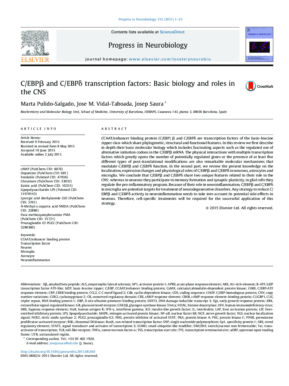 C/EBPβ and C/EBPδ transcription factors: Basic biology and roles in the CNS