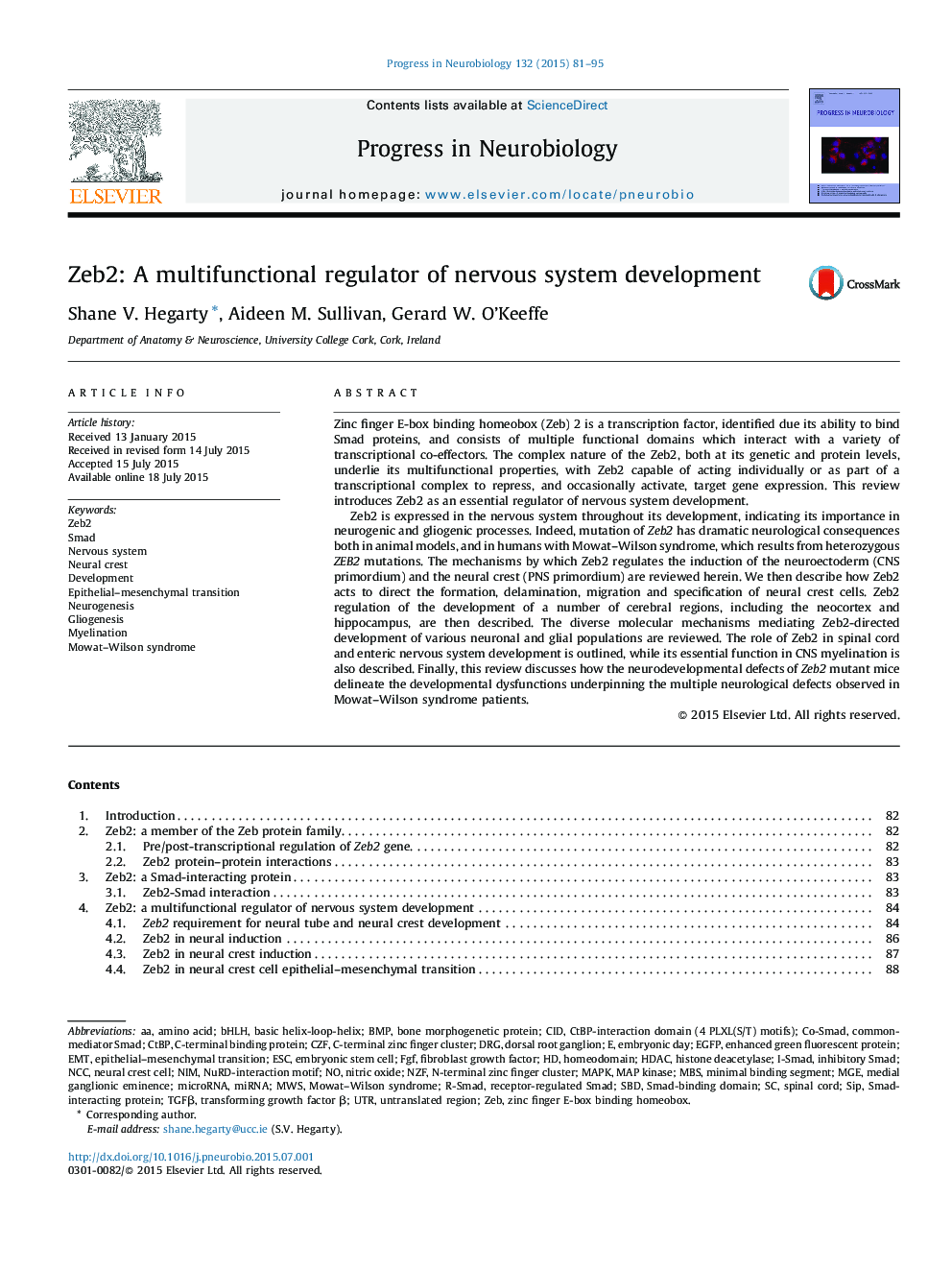 Zeb2: A multifunctional regulator of nervous system development