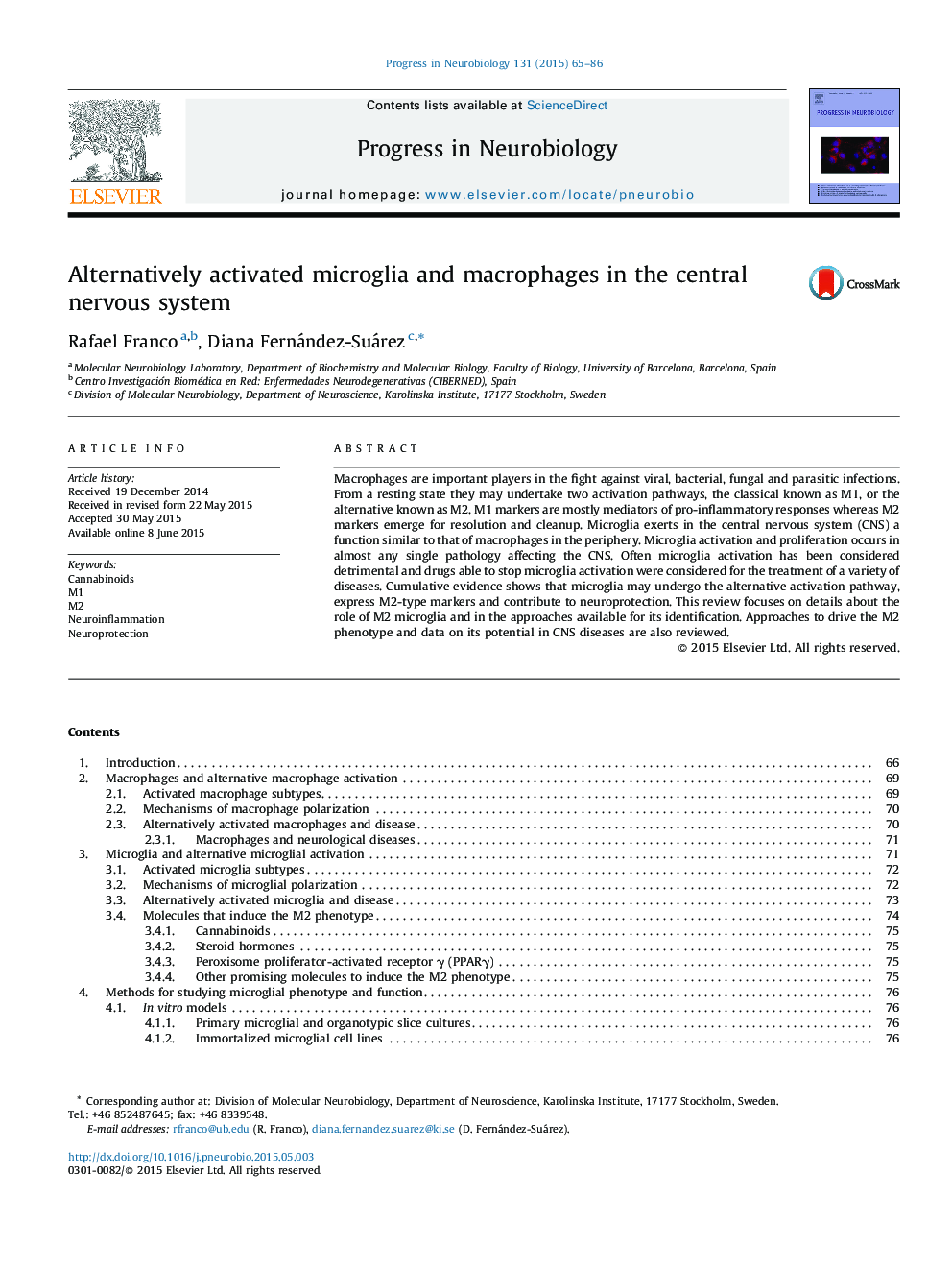 Alternatively activated microglia and macrophages in the central nervous system