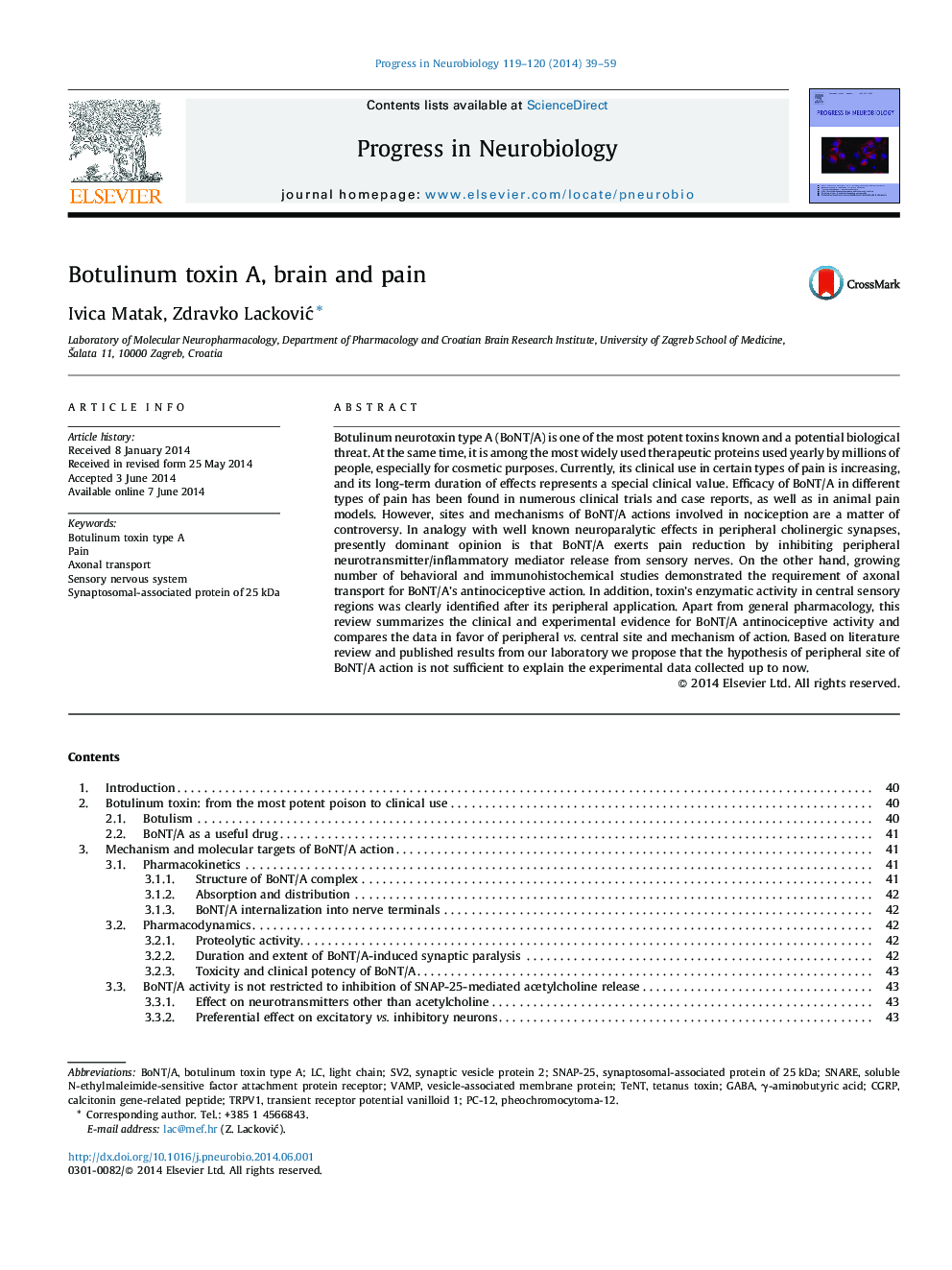 Botulinum toxin A, brain and pain