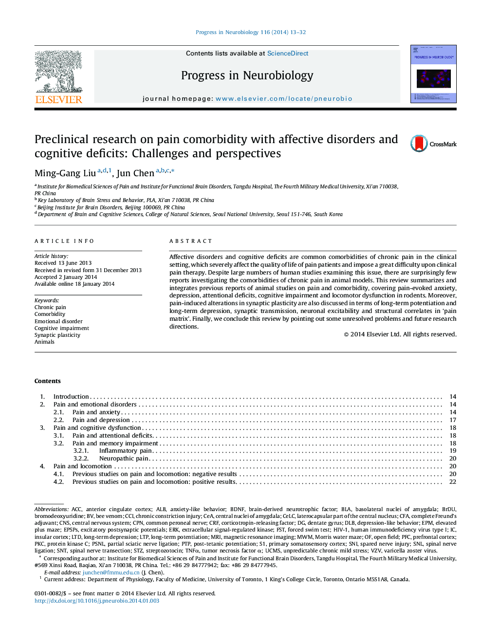 Preclinical research on pain comorbidity with affective disorders and cognitive deficits: Challenges and perspectives