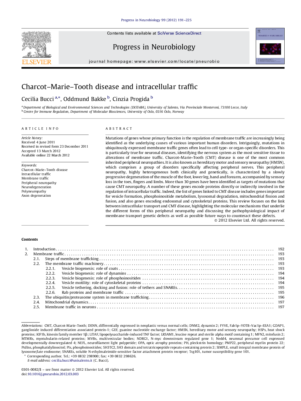 Charcot–Marie–Tooth disease and intracellular traffic