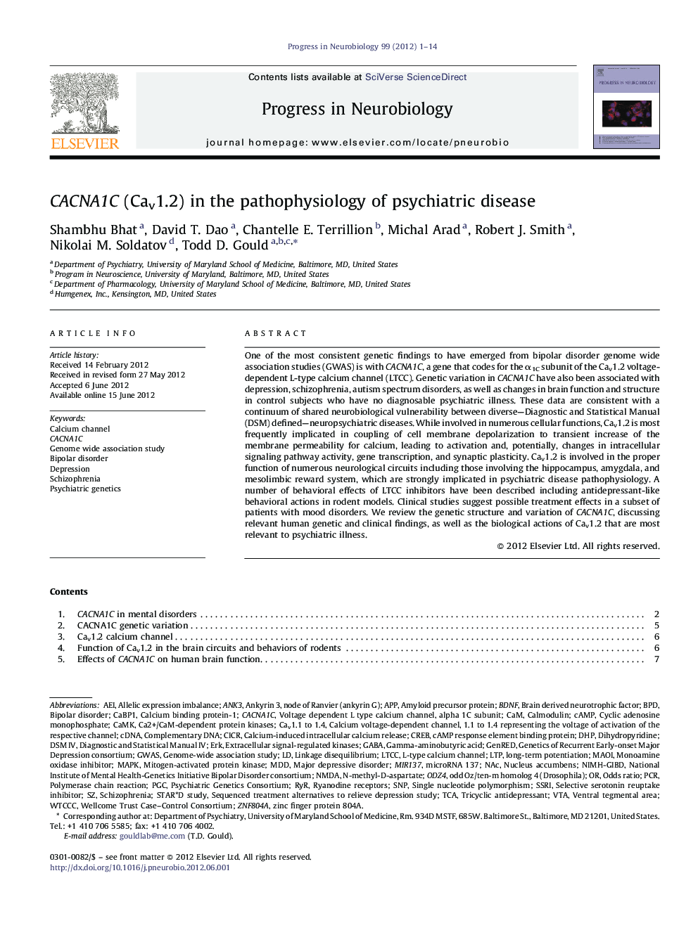 CACNA1C (Cav1.2) in the pathophysiology of psychiatric disease