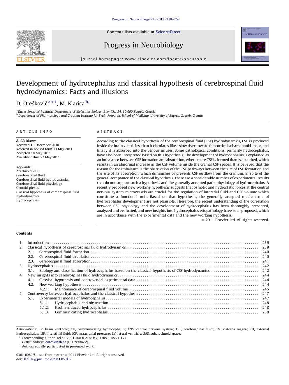 Development of hydrocephalus and classical hypothesis of cerebrospinal fluid hydrodynamics: Facts and illusions