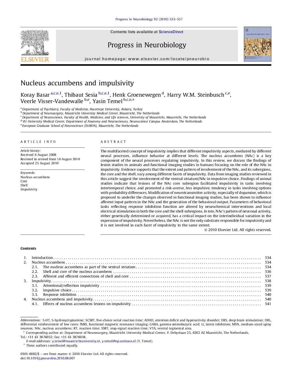 Nucleus accumbens and impulsivity