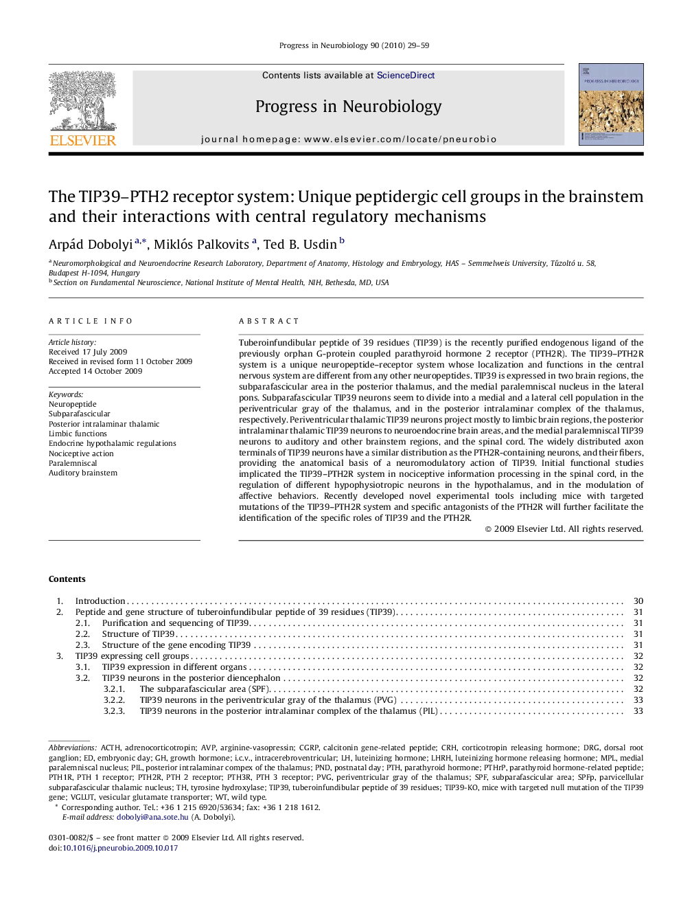 The TIP39-PTH2 receptor system: Unique peptidergic cell groups in the brainstem and their interactions with central regulatory mechanisms