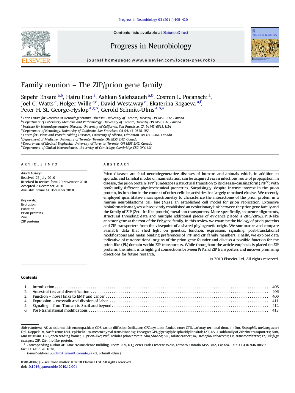 Family reunion – The ZIP/prion gene family