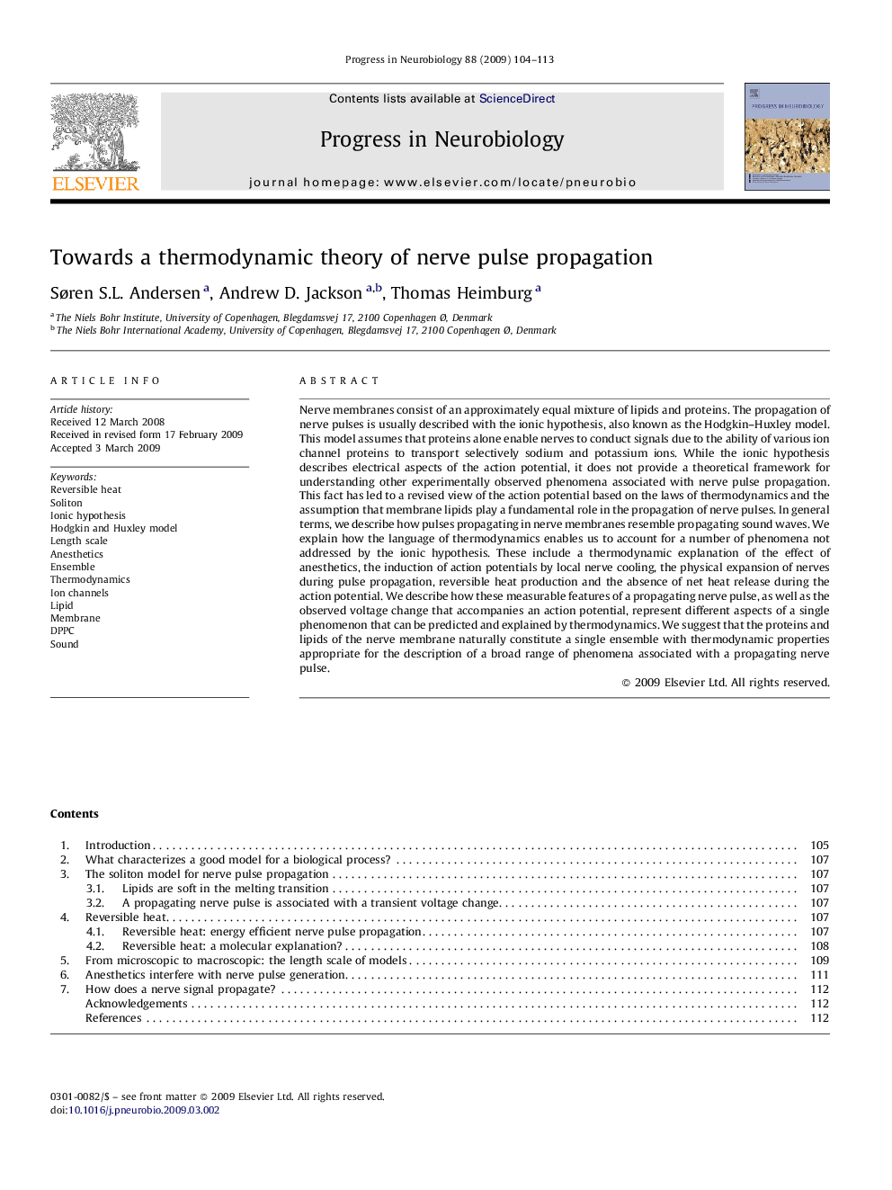 Towards a thermodynamic theory of nerve pulse propagation