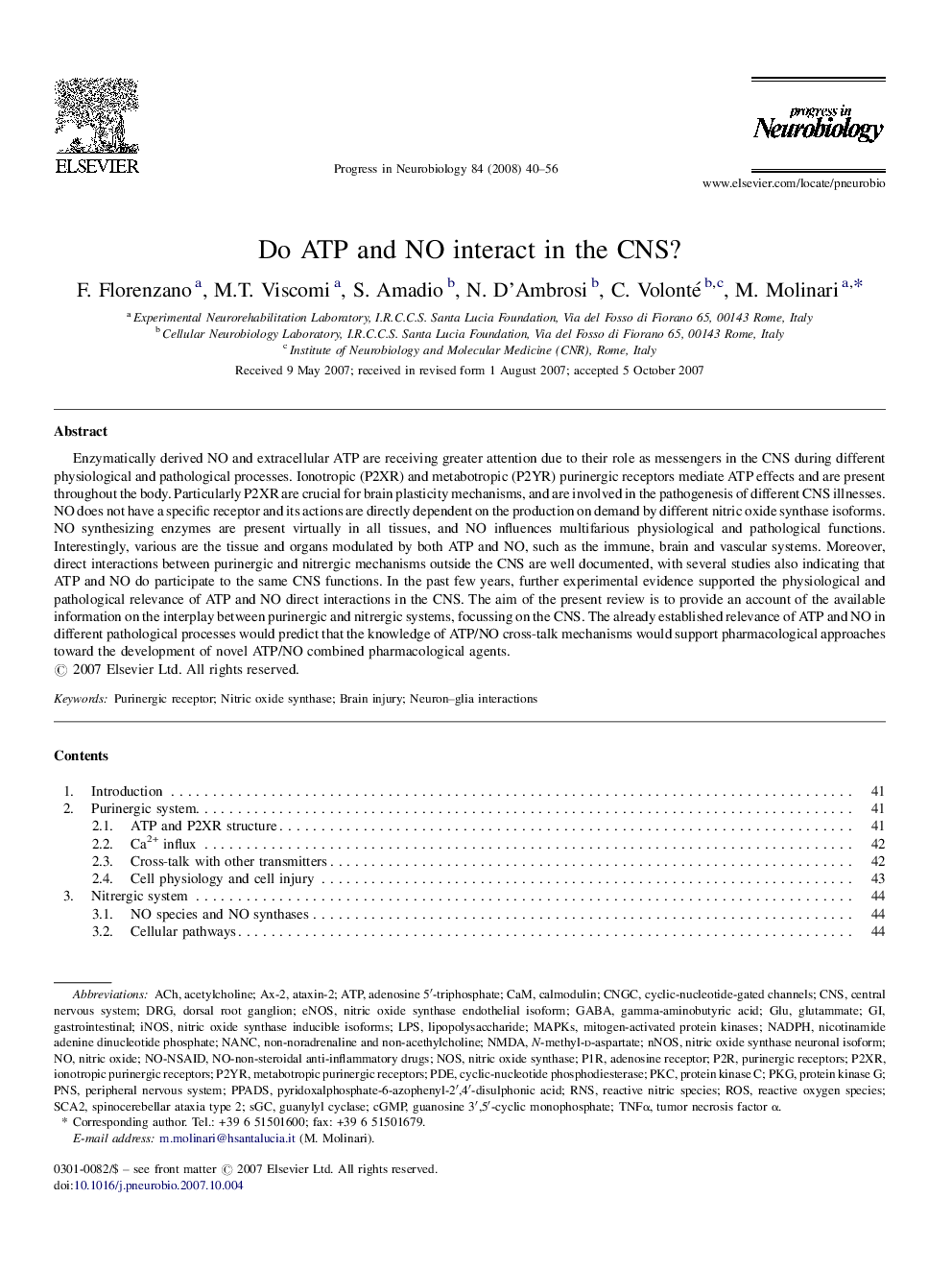 Do ATP and NO interact in the CNS?