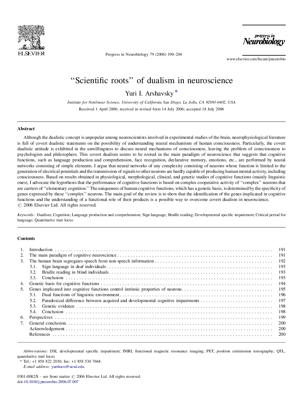 “Scientific roots” of dualism in neuroscience