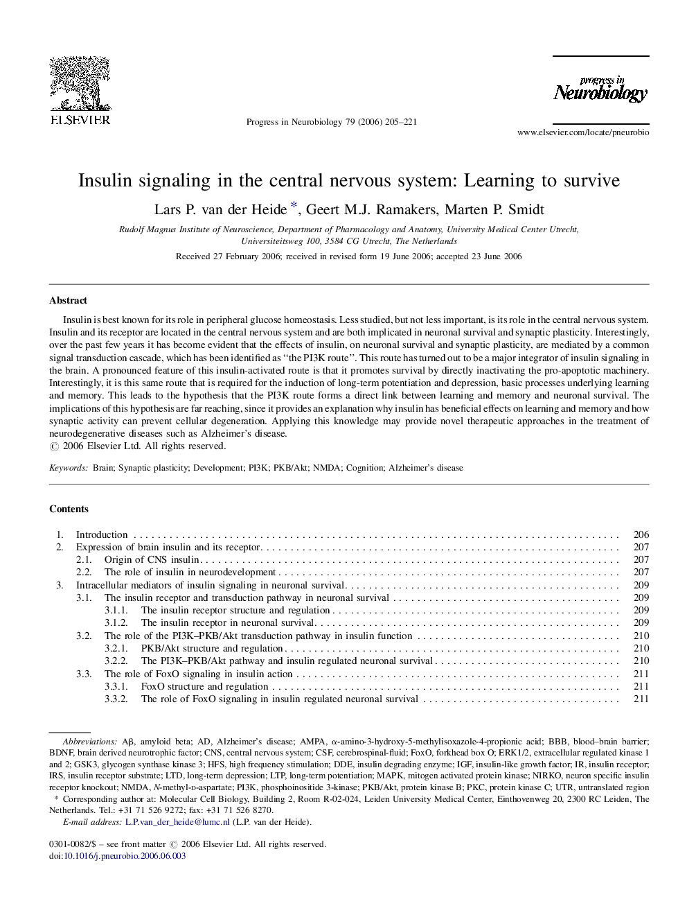 Insulin signaling in the central nervous system: Learning to survive