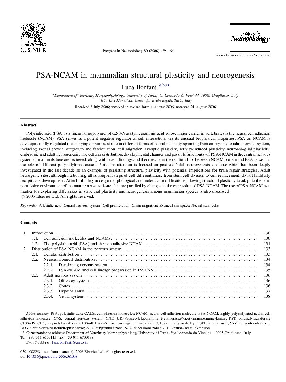 PSA-NCAM in mammalian structural plasticity and neurogenesis