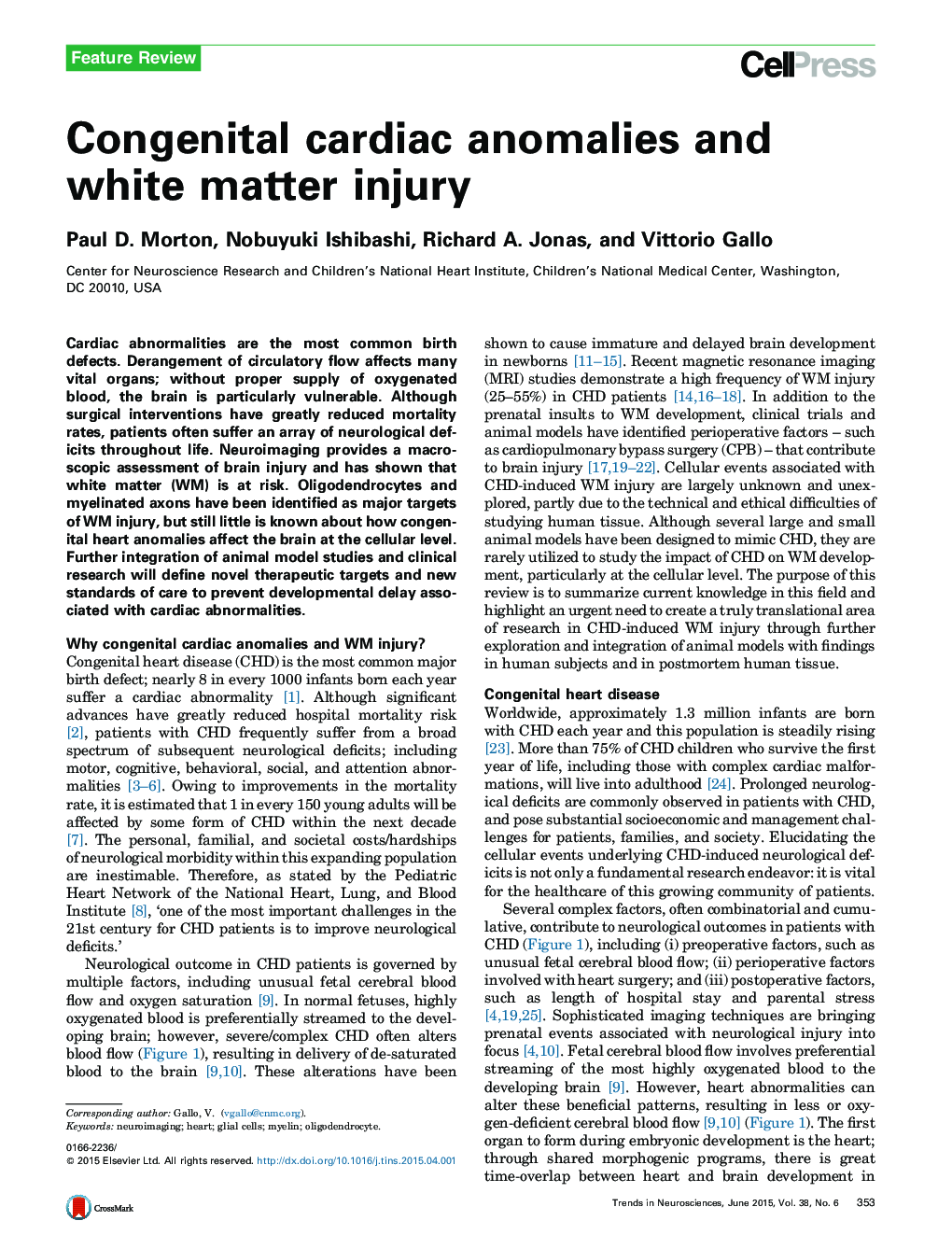 Congenital cardiac anomalies and white matter injury